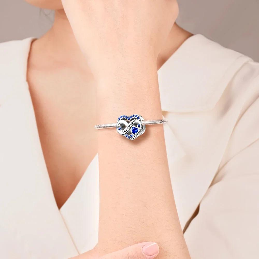 Charms Plata Originales Month Heart Beads For Charms Copper Bracelet Jewelry Beads Jewellery Making Women'S Gift Choice