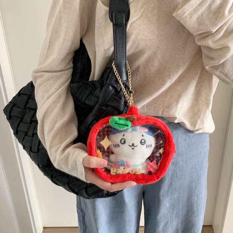 1 Piece Mini Storage Organizer Bag Apple Star Plush Itabag Cute Coin Purse Pouch Keychain Wallet Transparent Toy