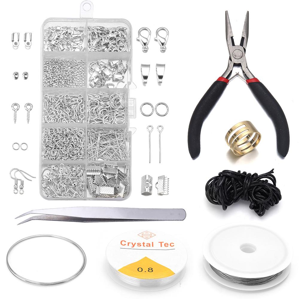 1040pcs/Box Alloy Accessories Kits Jewelry Findings Set Jewelry Making Tools Jump Rings Earring Hook Jewelry Making Supplies Kit