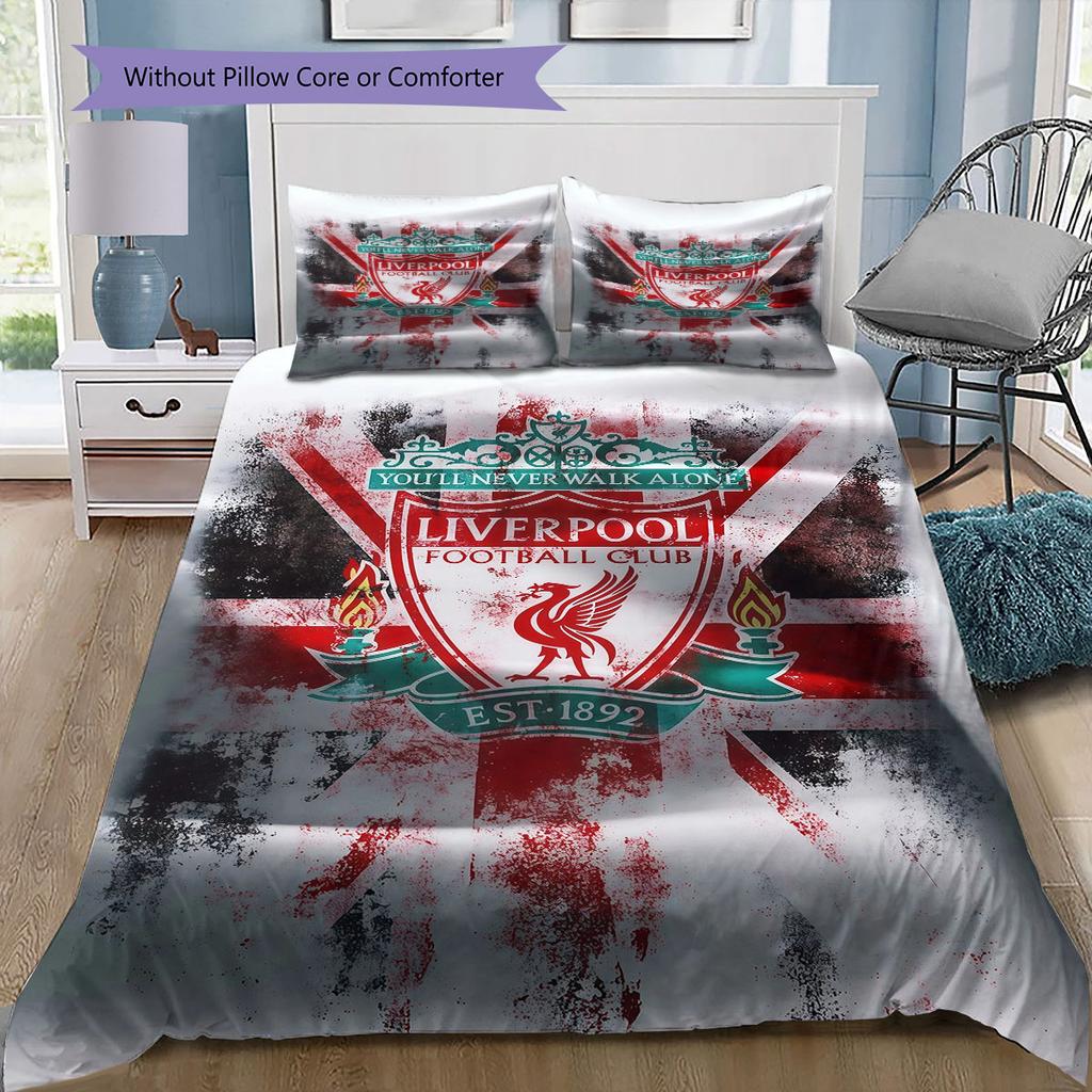 Biancheria da letto con motivo Liverpool Decorazione per la casa Regalo di compleanno ( 1 copripiumino + 2 federe, senza imbottitura),merchandising per fan.