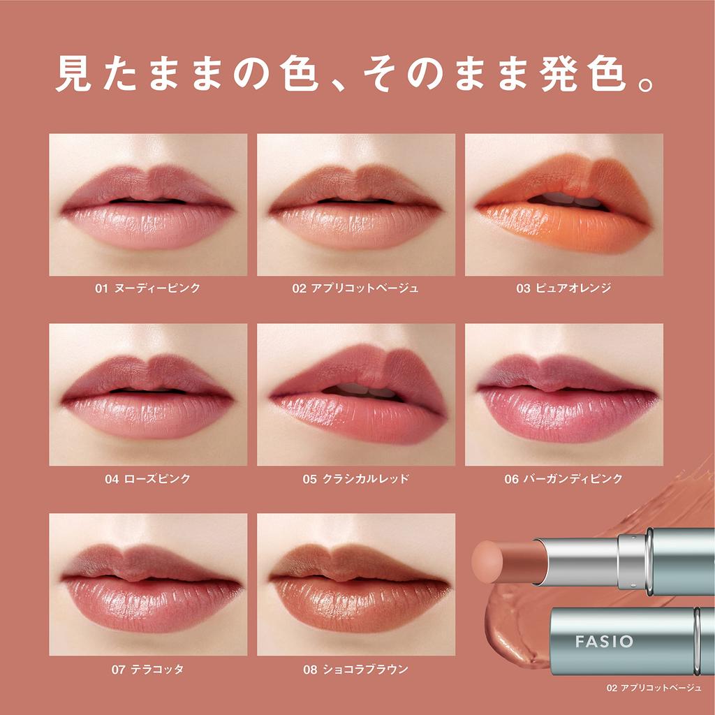 FASIO One-Swipe Lipstick 3.8g [All 8 Colors]- Long-lasting Color Lip Rouge