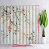 1-teiliger Duschvorhang mit pastellfarbenem Blumenmuster – zartrosa und pfirsichfarbene Blüten, grüne Blätter, Polyester, maschinenwaschbar