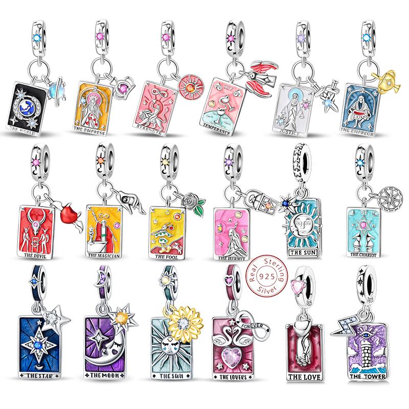 Copper Charms Bead Sun Moon Stars Magic Tarot Charm Pendants Fit Original Bracelets Women Fine Jewelry Accessories