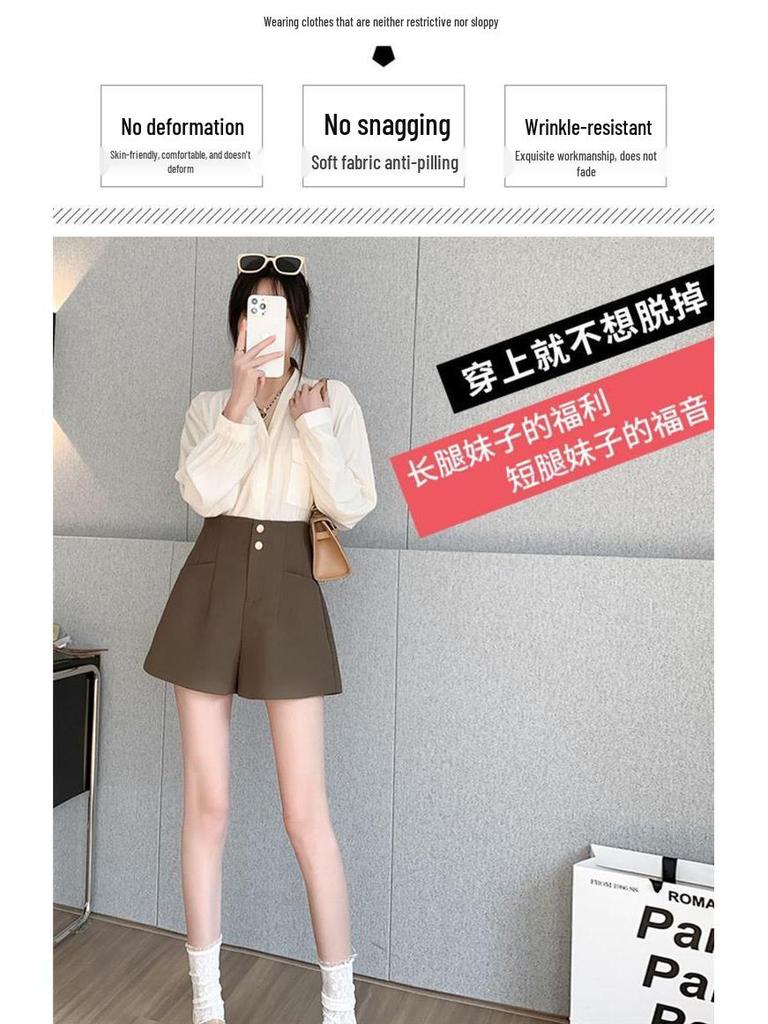 Korean Style High-Waisted Wide-Leg Slimming A-Line Shorts for Women - 2024 Summer Fashion