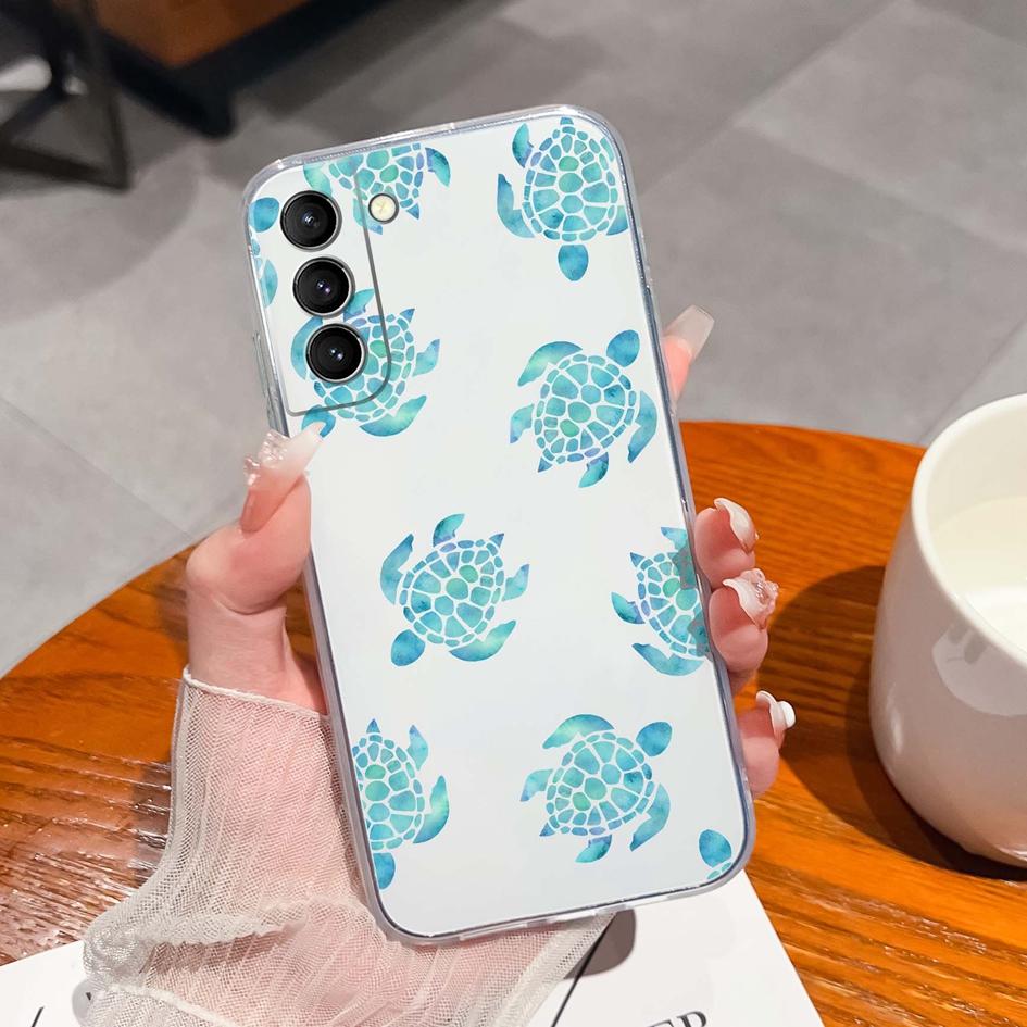 Back Cover For Samsung S21 S22 S23 Ultra Plus S6 S7 S9 Edge Bumper Case Screen Protector Luxury Graffiti Butterfly Silicone Soft TPU Transparent Shell
