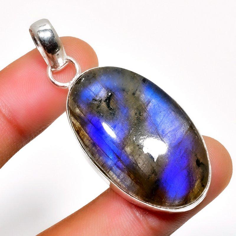 

Ювелирный кулон ручной работы с драгоценным камнем Лабрадорит 925 пробы, посеребренный, 1,89 дюйма 1.89 чёрный