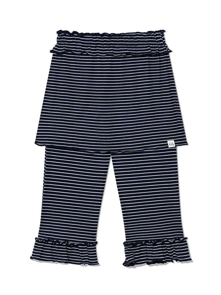 Eogeulliswedou Frill Capri Skirt Pants (Stripe Navy)