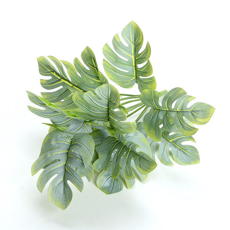 Artificial Pothos & Monstera Leaves Wall Decor for Living Room - Small Potted Greenery Arrangement