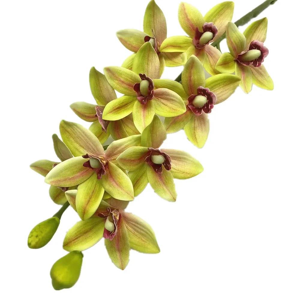 

One Artificial Cymbidium Hookerianum 10 Heads Simulated Vanda Cymbidium Tropical Phalaenopsis Tiger Orchid Plant