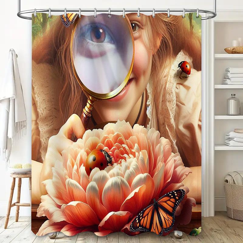 Floral Shower Curtain Botanical Nature Flower Pattern Waterproof Bathroom Decor Vintage Rustic Farmhouse Aesthetic Home Textile