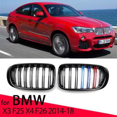 Car Front Bumper Grilles Kidney Racing Grill For BMW X3 F25 X4 F26 2014-18 Double Slat Replacement Grille