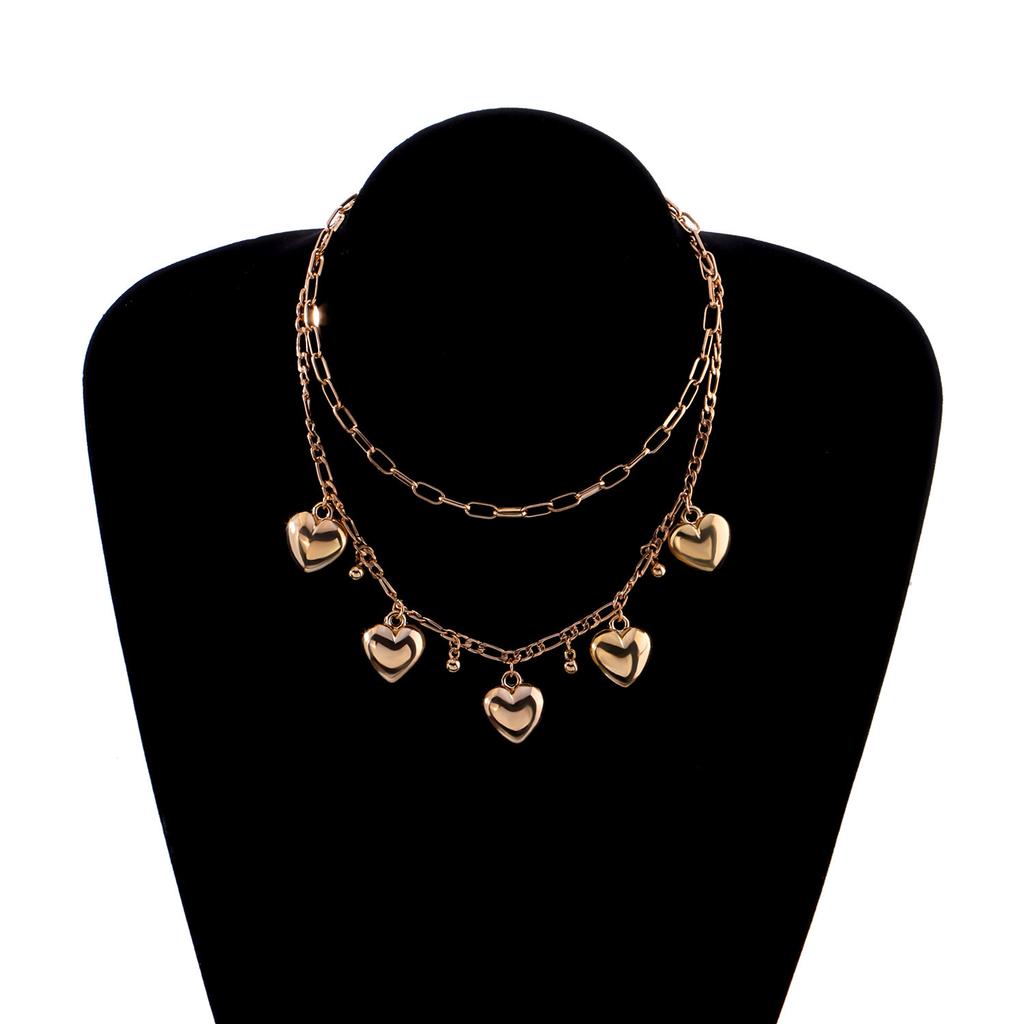 Europe, America, Exaggerated Ethnic Style Three-dimensional Peach Heart Pendant Necklace, Retro Hip-hop Trend Bell Necklace