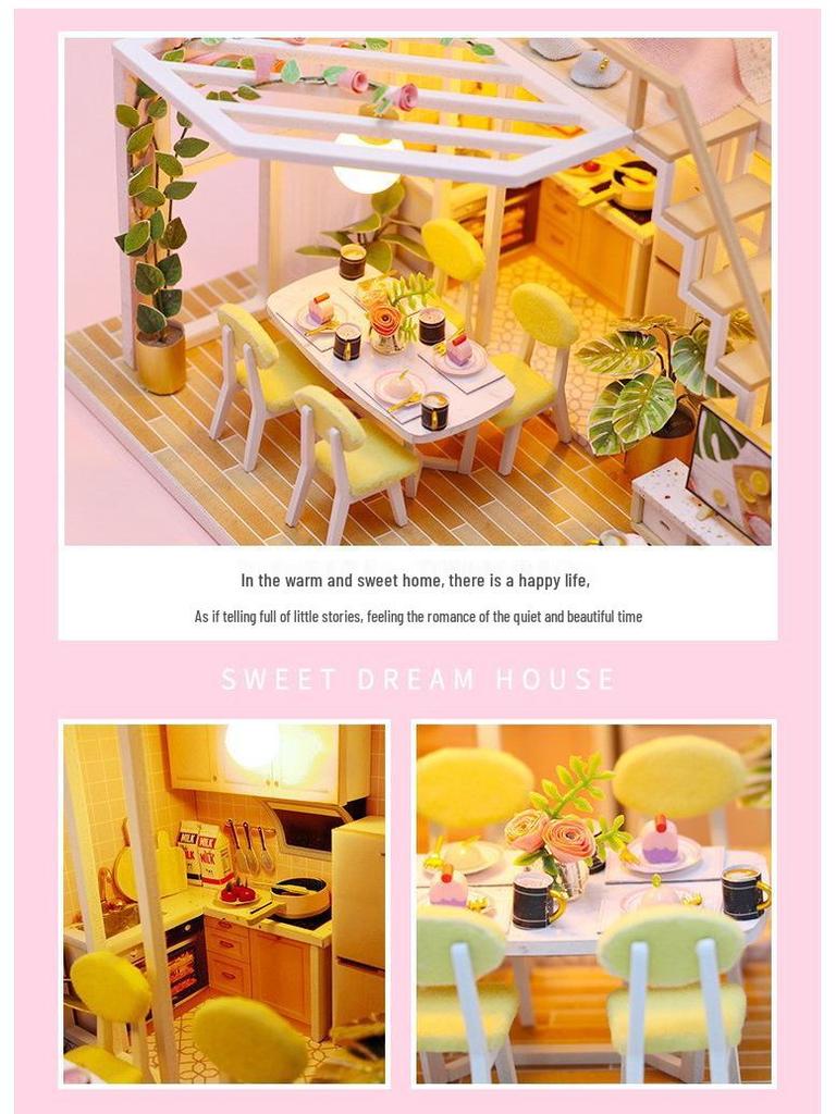 Handmade DIY Mini Cabin Puzzle Dollhouse - Educational Birthday Gift Toy