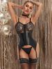 Leather Sexy Bodysuit Lingerie Strappy Open Anal Lace Push Up Bra Shapewear Gather Underwear Women Hot Slimming Exotic Apparel