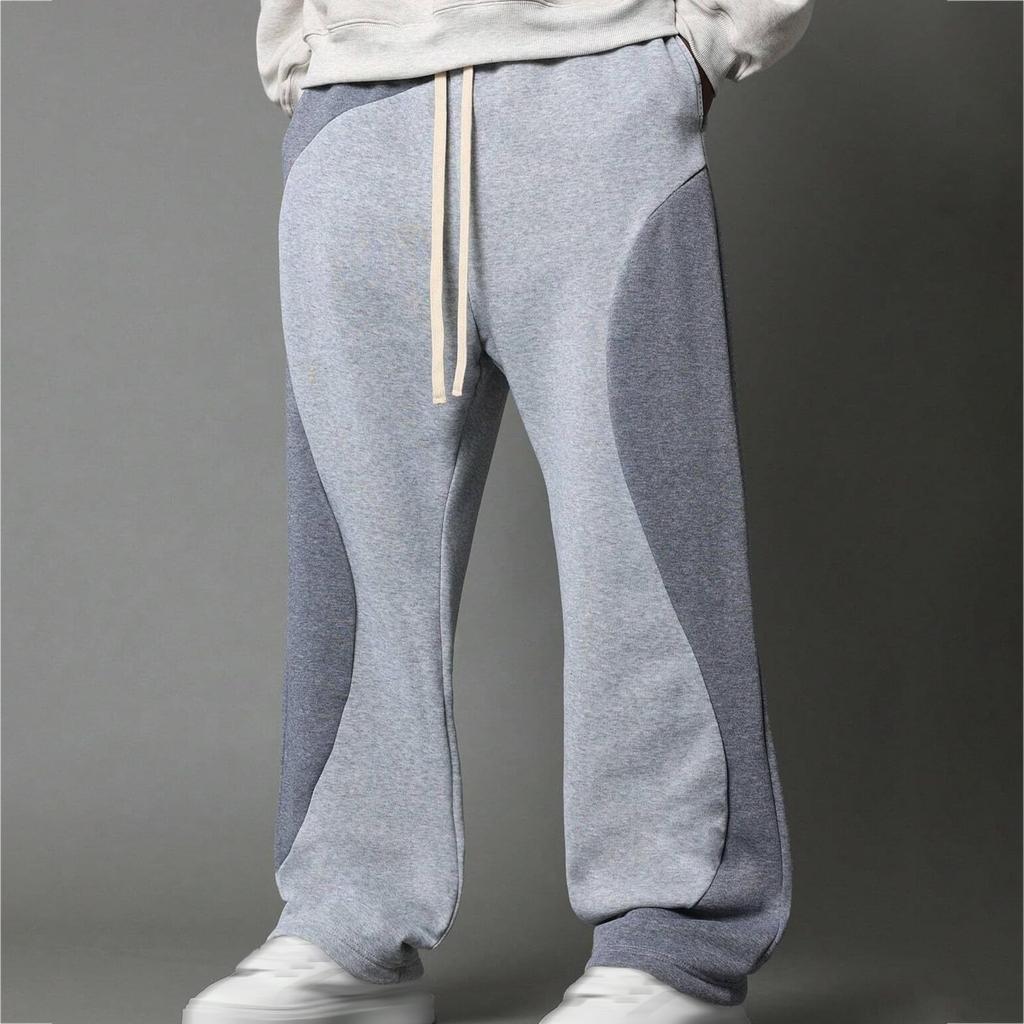Pánské tepláky s poutky, ležérní kalhoty s barevně blokovanou linií, pánské volné kalhoty