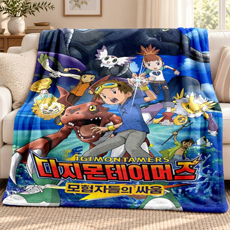 Digimon blanket Flannel Blanket Soft Cozy Plush Throw for Sofa Bed Lightweight Home Decoration Outdoor camping