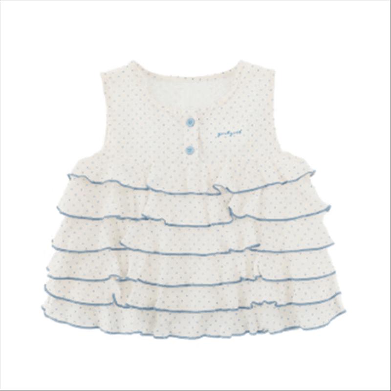 YouYou Girls  Ruffled Polka Dot Sleeveless Babydoll Top 90 cm