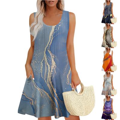 Womens Summer Dresses Loose  Sleeveless Sundresses Dress With Pockets