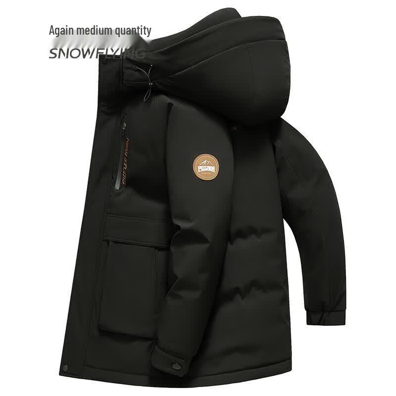 XueZhongFei Men s Mid-Length Hooded Down Jacket 2XL 185/100A