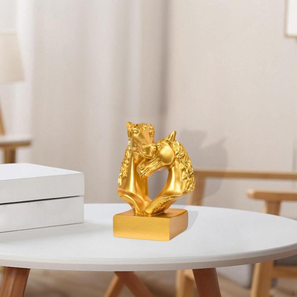 Double Horse Head Figurine Chinese Year Decoration Artwork Collection Creative Desktop Ornament