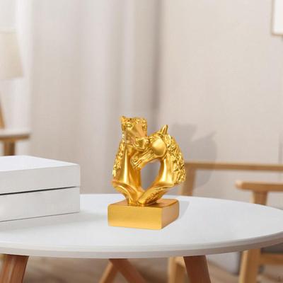 Double Horse Head Figurine Chinese Year Decoration Artwork Collection Creative Desktop Ornament