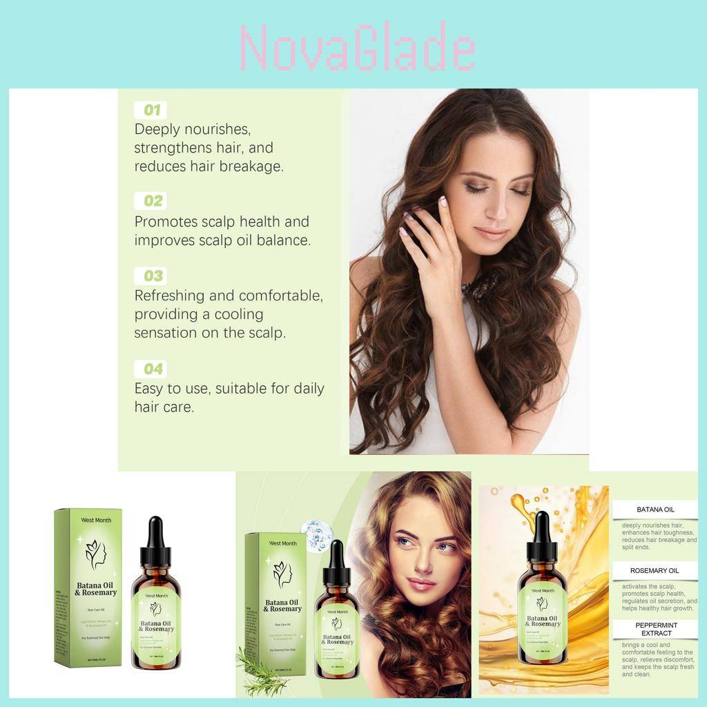 West Month Rosemary Hair Oil Nourishing Strengthening Silky Smooth Fragrance 30ml