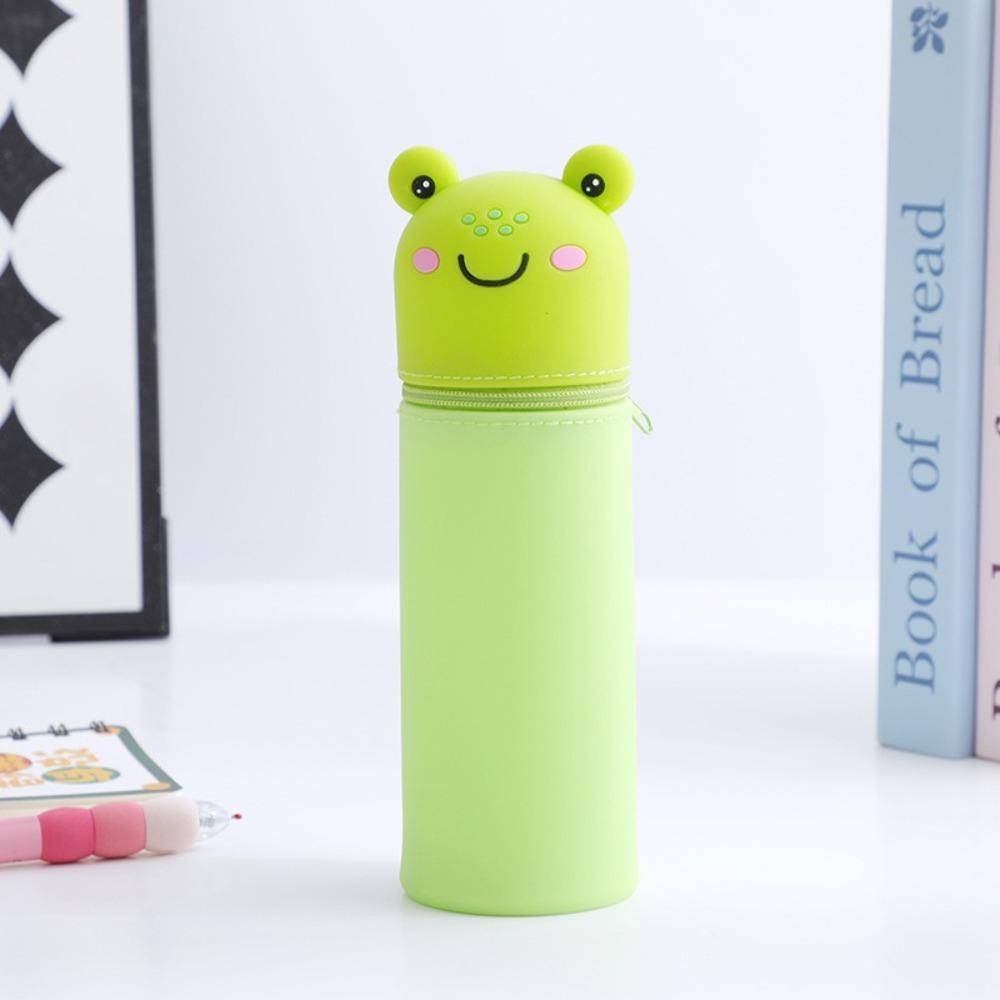 Dirt Resistant Pen Container Silicone Stationery Organizer Cartoon Pencil Holder  for Students