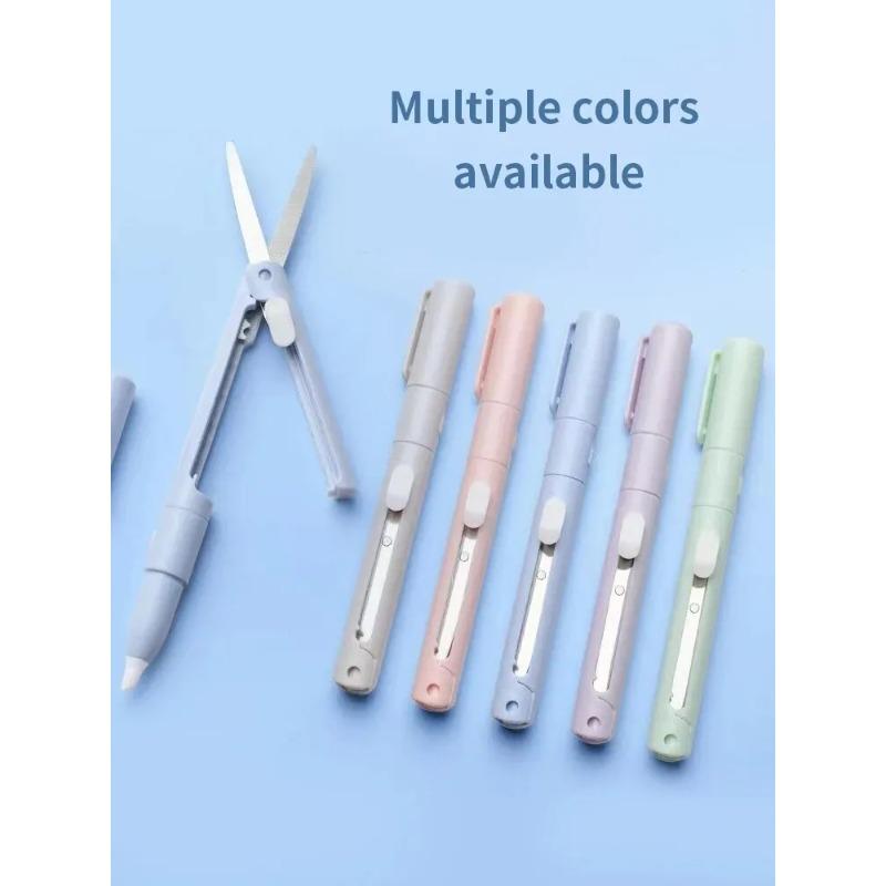 1 PIÈCE Ciseaux Pliables Simples Coupe-papier Couteau 2 en 1 Multifonctionnel Forme de Stylo de Poche Outils de Découpe pour Scrapbooking Gravure