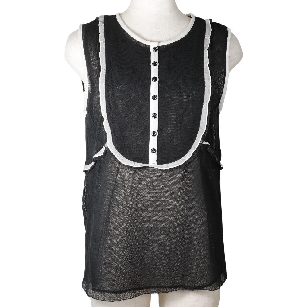 

CHANEL No sleeve Tank top P30617V13551 07P black cotton Women Used