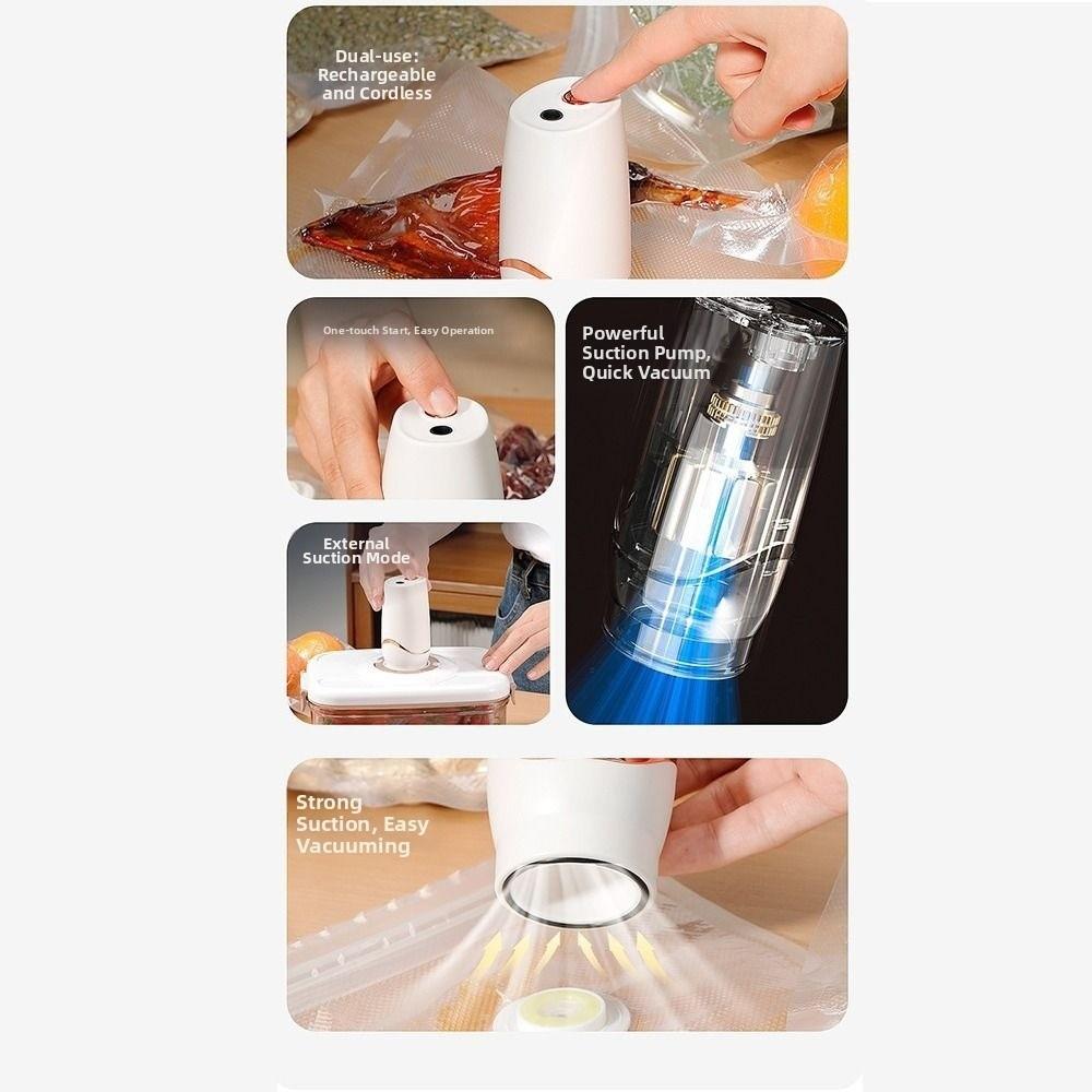 Rechargeable Electric Compressed Bag  Pump Wireless Vacuum Bag Pump  Food Packaging