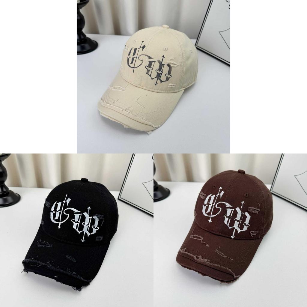 American Street Gothic Embroidered Cotton Baseball Cap With Adjustable Fit For Casual Wear