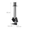 Relaxdays Ensemble serviteur de cheminée 4 pièces acier accessoire pelle balai support tisonnier, noir