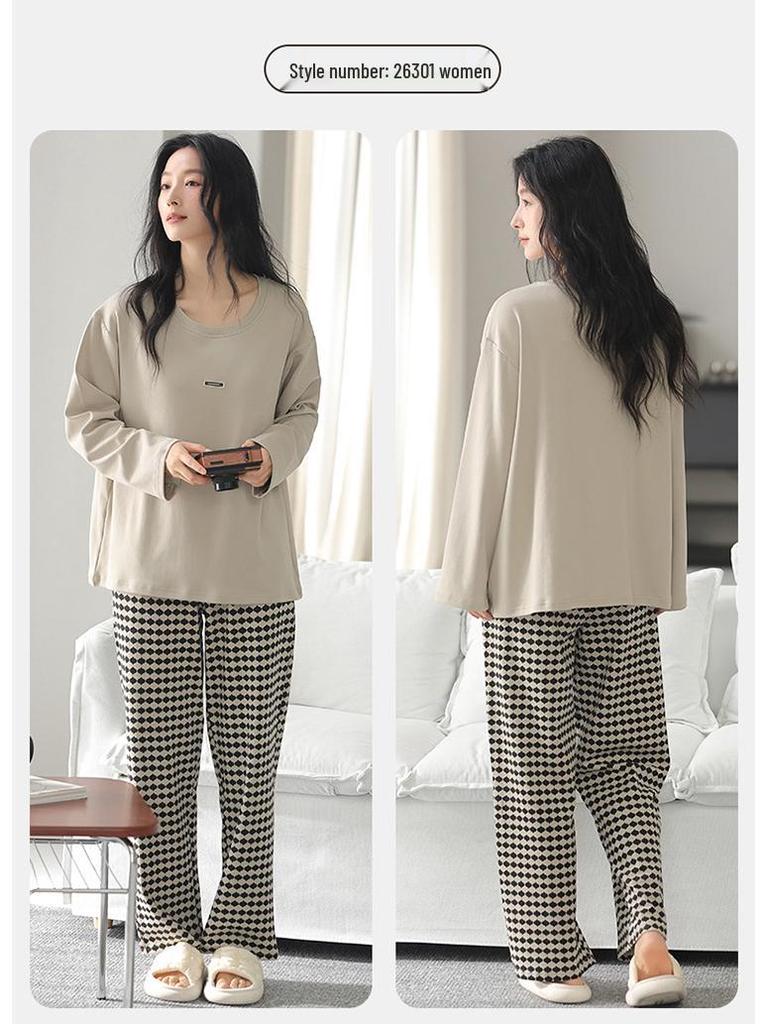 2025 New Couple's Pure Cotton Striped Pajama Set - Long Sleeve for Spring and Autumn