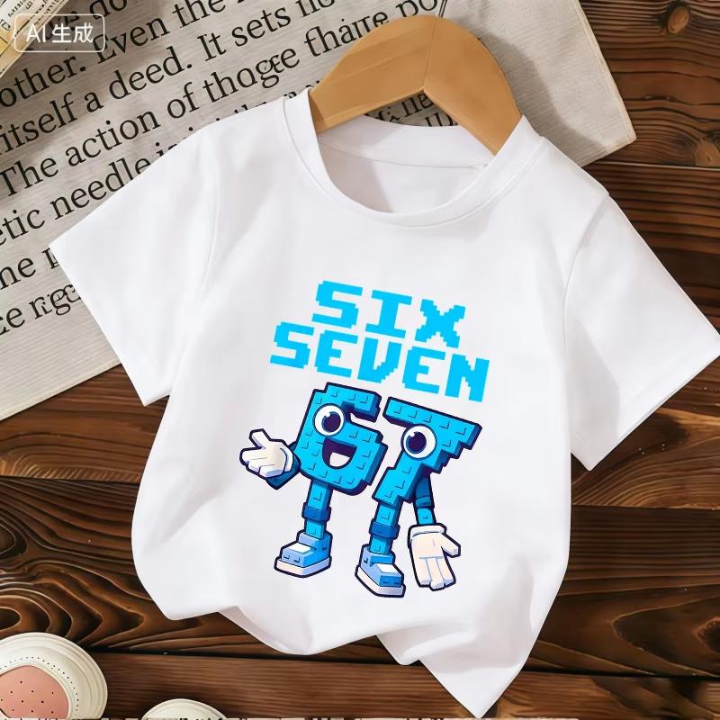 Kids 67 Themed Colorful Print TShirt Soft Cotton Fabric Breathable and Comfortable Ideal for Toddlers and Childrendf0355