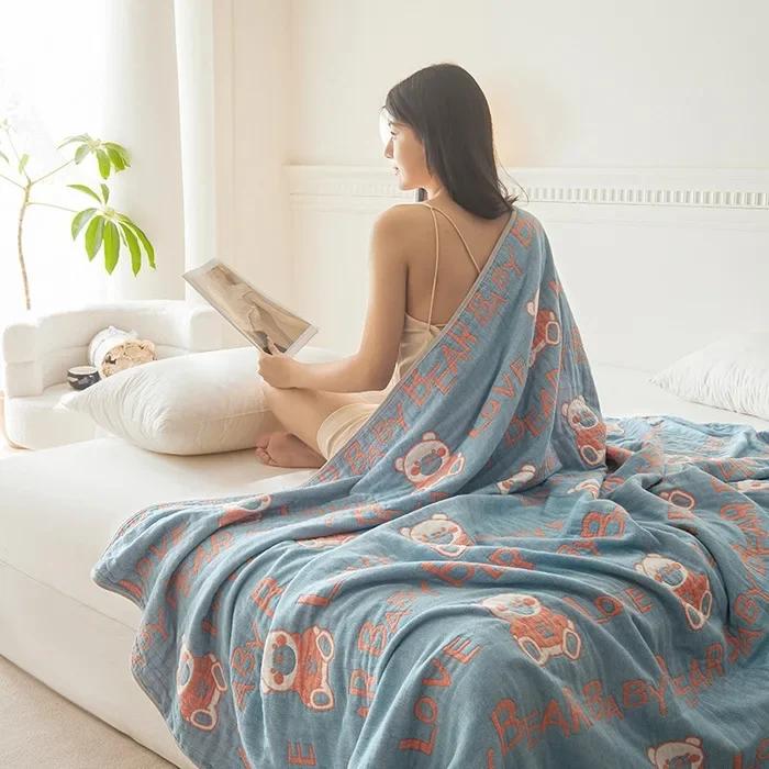 New Class a Cotton Is Not Easy to Shrink 6 Layers Gauze Blanket Towel Blanket Summer Blanket