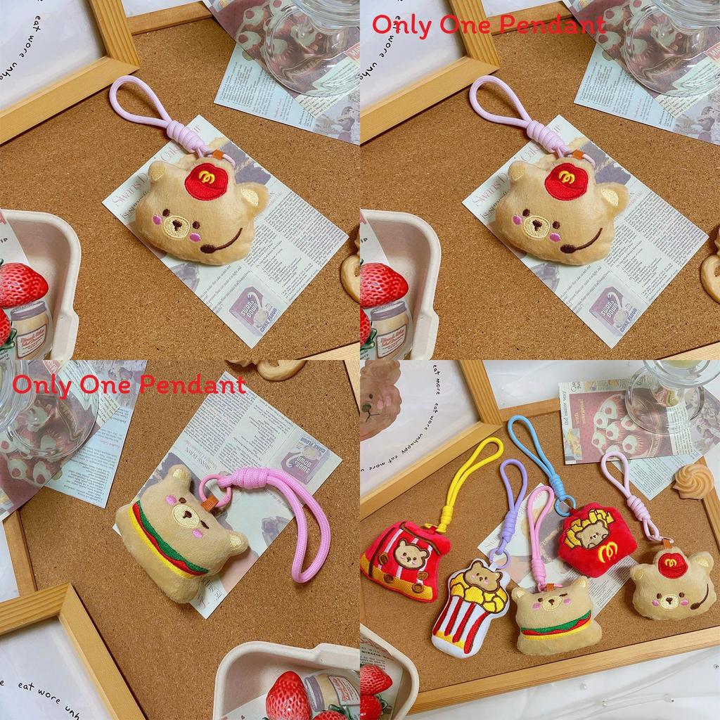 Plush Food Bear Keychain With Short Pile Fabric For Couples And Gift Giving