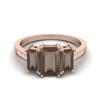 1.82 Ct Emerald Cut Smoky Quartz 925 Sterling Silver Rose Vermeil Three Stone Women Anniversary Ring