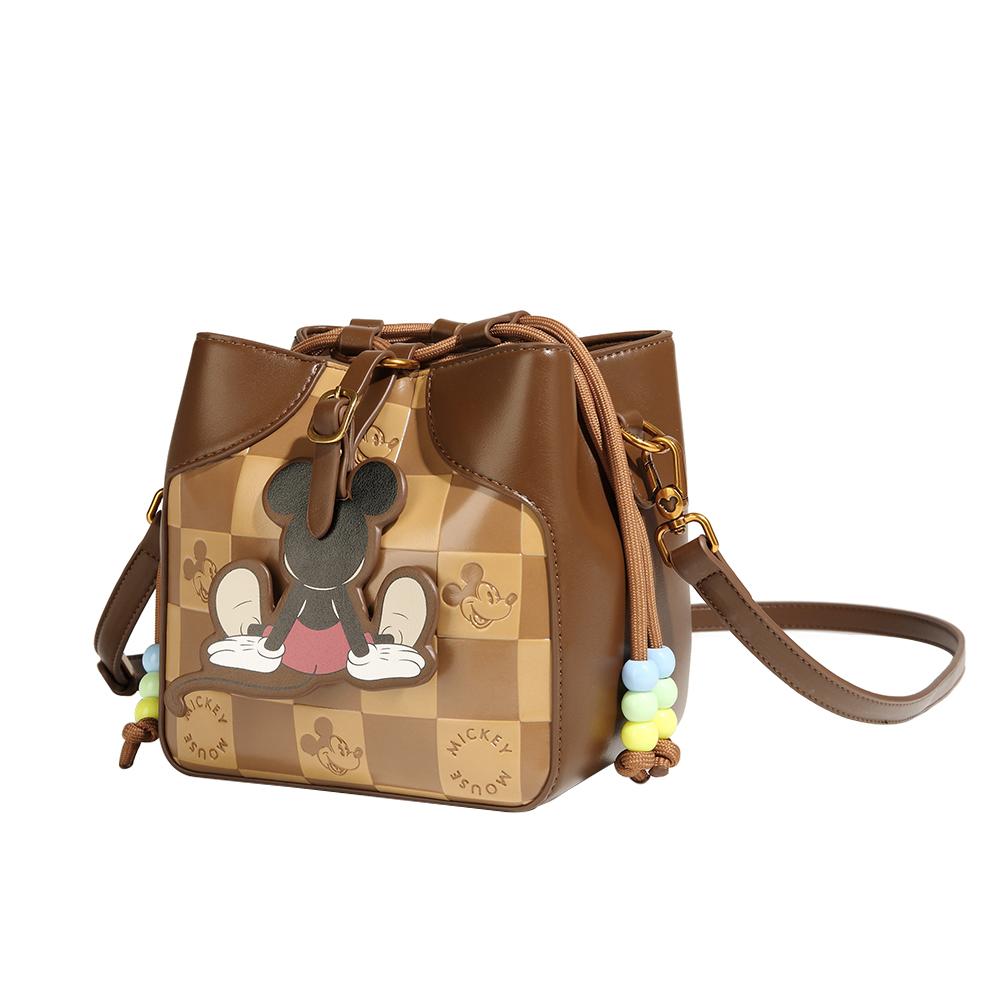 New Disney Mickey Series PU Bucket Bag, Shoulder Bag Trumpets Women's Coffee BMK-71280K
