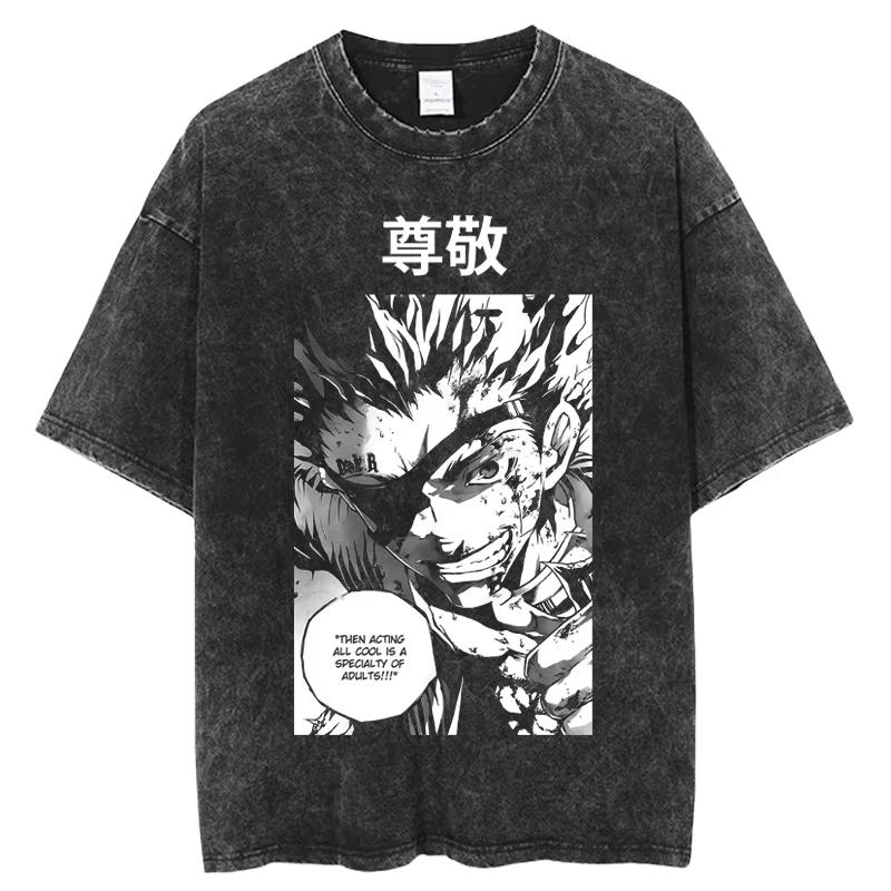 Anime Deadman Wonderland Shiro Graphic T Shirt Men Women T-shirts Vintage Washed Tee Harajuku Male Oversized T-shirt