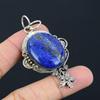 Bröllopspresent till henne 925 Sterling Silver Naturlig Lapis Lazuli Ädelstenshänge Blomma