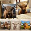 Highland Cattle Pillow Case Fashion Square Pillowcase Bedroom Sofa Room Ins Decoration Leisure