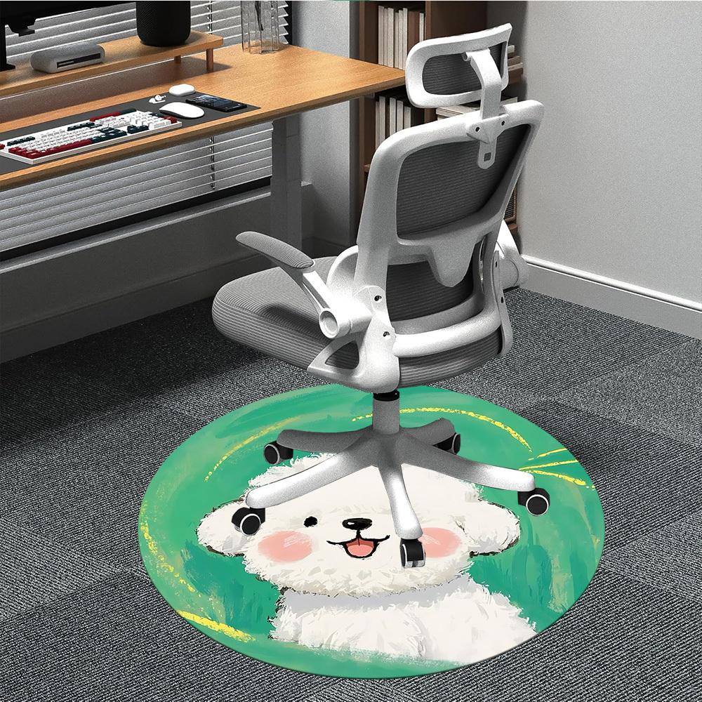 1pc Puppy Pet Office Round Area Rug,  Mat Suitable ForOffice, Under Office Chairs Bedroom Living Room Home Decor, Room Deco
