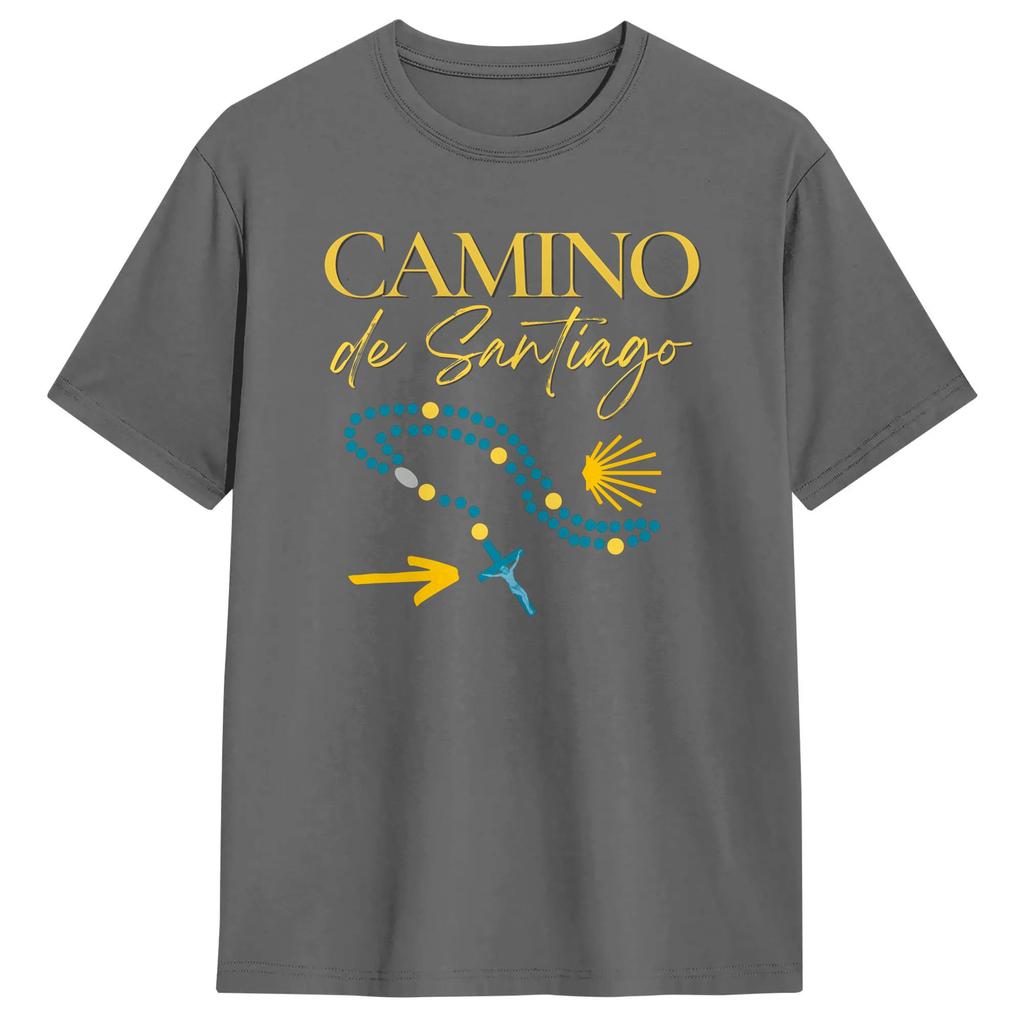 Camino de Santiago TShirts Unisex Amazing Cotton Tee Shirt Round Collar Short Sleeve T Shirts Unique Clothing