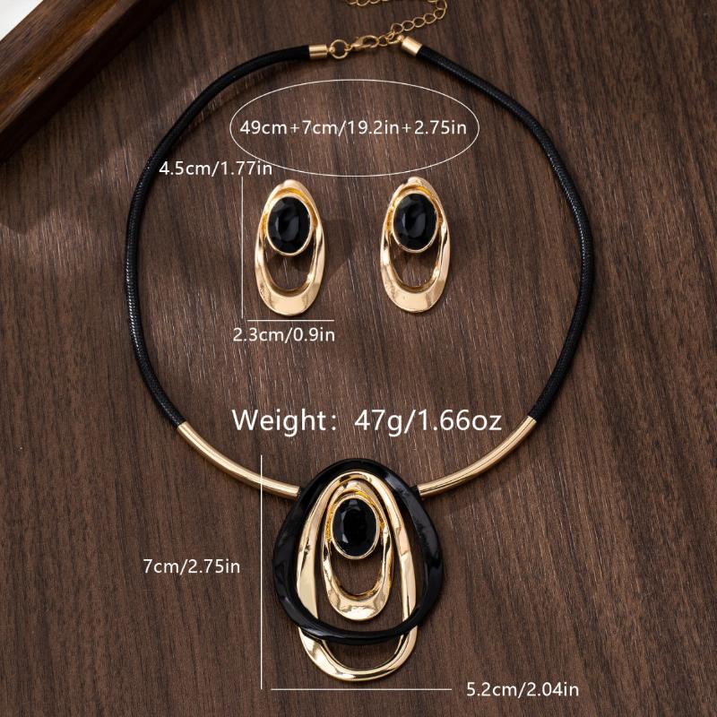 Fashion Alloy Necklace Earrings Set Geometric Oval Spiral Snail Clavicle Chain For Women Exaggerated Jewelry