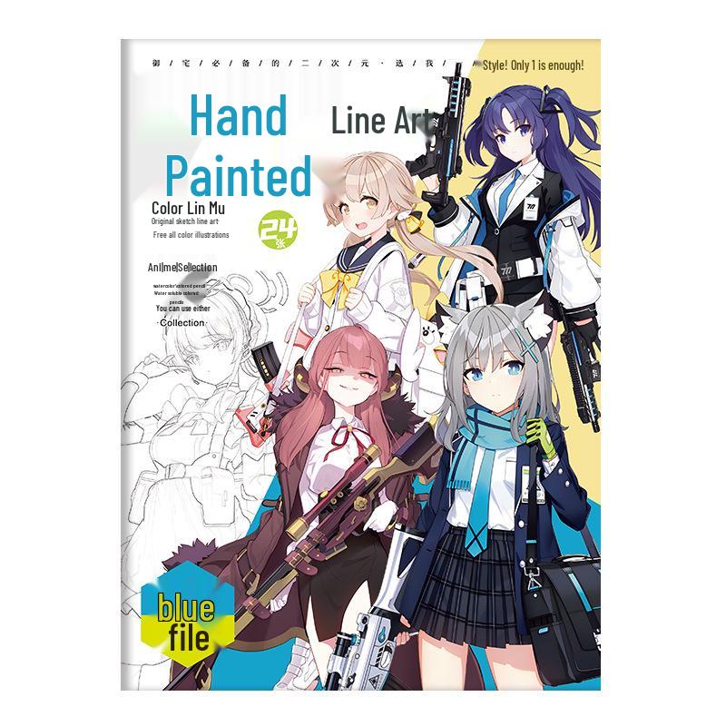 Hand-Drawn Anime Coloring Book: Line Art from One Piece, Naruto, Demon Slayer, Identity V, and Conan