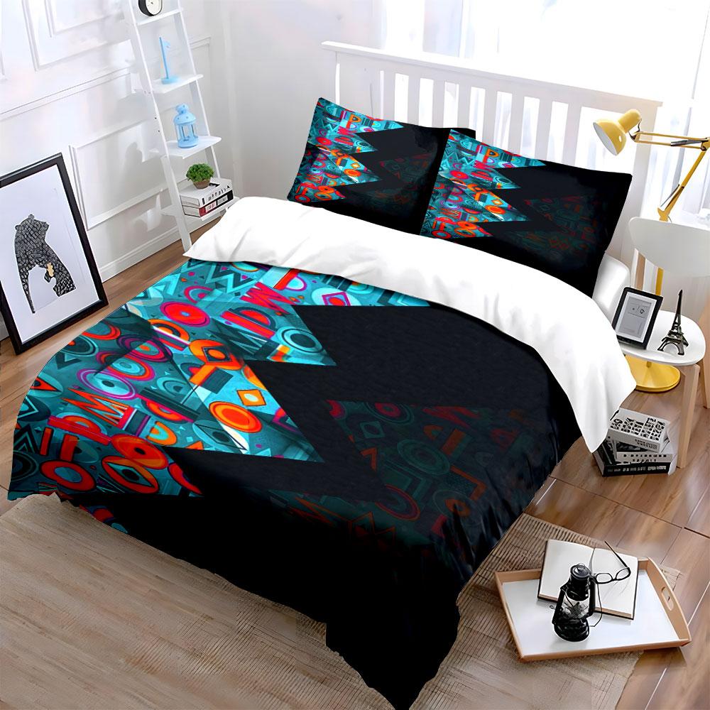Geometric Shapes with Zigzags. Bedding Sets Duvet Cover Sets Duvet Covers Pillowcases(1*Duvet Cover 2*Pillowcases Without Duvet Insert)