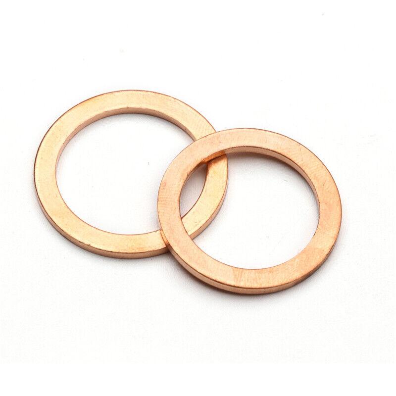 100pcs Copper Crush Washer Gasket Set Flat Ring Seal Assortment Kit