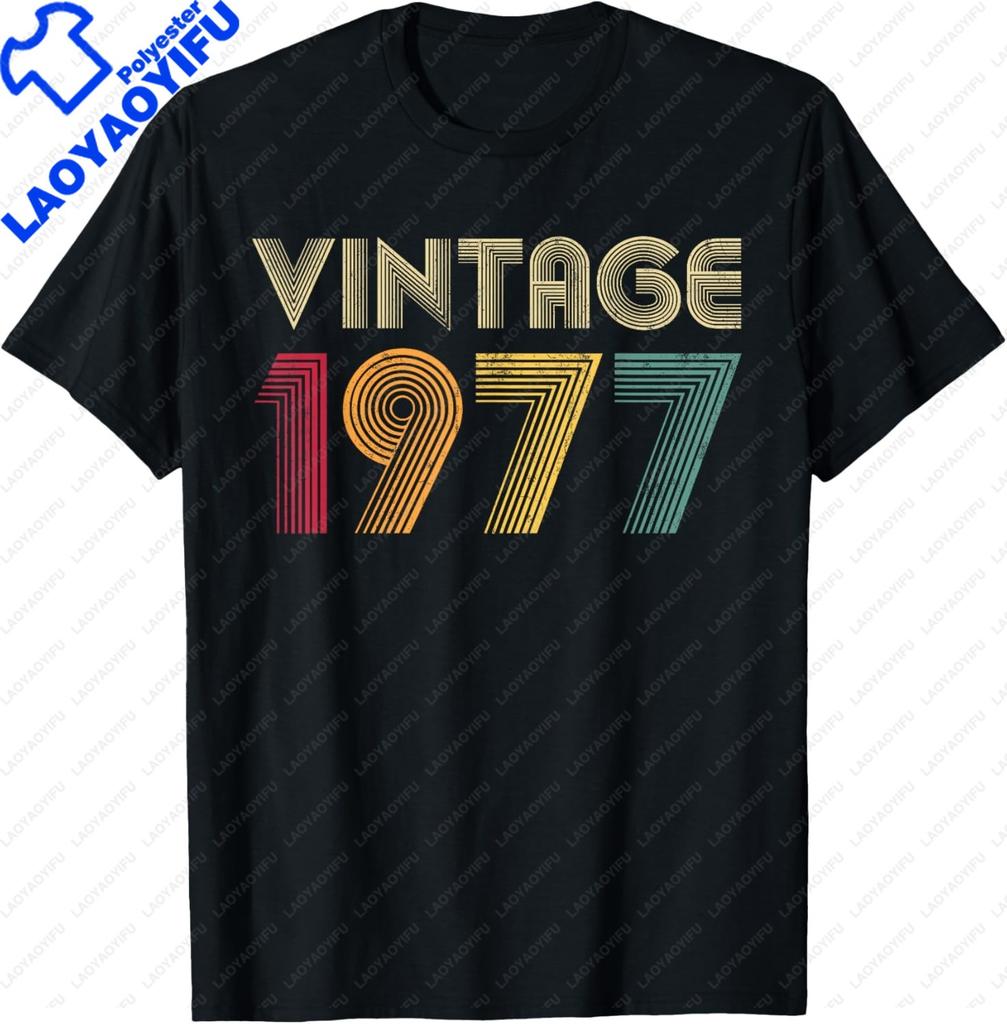 Unisex Unisex Vintage 1977 Tshirt Custom Printed Graphic T Shirts Casual Streetwear Summer Tops