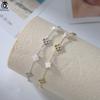 ORSA JEWELS 925 Sterling Silver White Shell Anklet Four Leaf Clover Design Nature Style Lucky Symbol Summer Accessory Gift GMA03