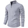 Men Sweatshirt Stand Collar Zipper Half Placket Long Sleeve Pullover Tops Solid Color